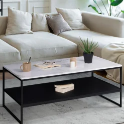 IDMarket Table basse effet marbre double plateau* Collection Design|Collection Moderne