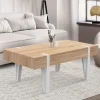 IDMarket Table basse en bois pied épingle blanc avec 1 tiroir* Salon Complet|Tables Basses