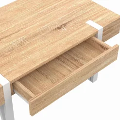 IDMarket Table basse en bois pied épingle blanc avec 1 tiroir* Salon Complet|Tables Basses
