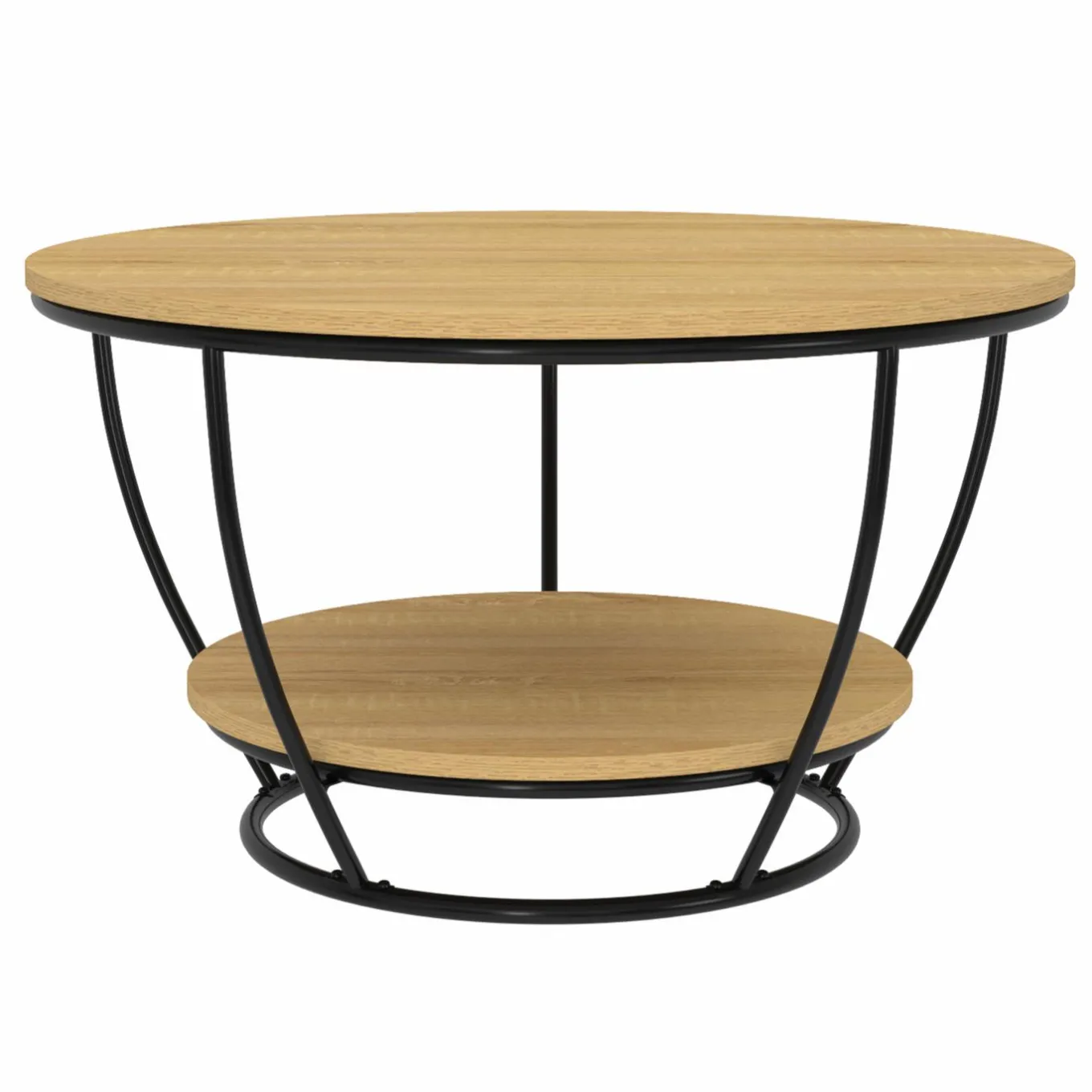 IDMarket Table basse filaire ronde double plateau* Collection Industrielle|Salon Complet