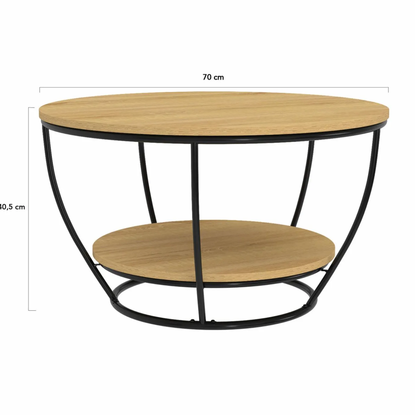 IDMarket Table basse filaire ronde double plateau* Collection Industrielle|Salon Complet