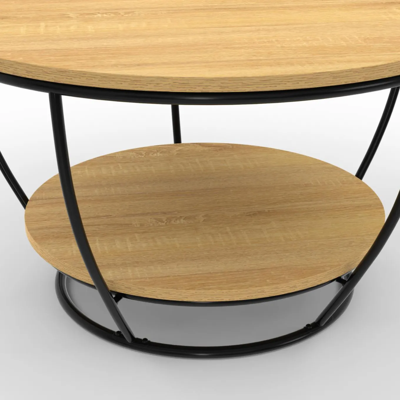 IDMarket Table basse filaire ronde double plateau* Collection Industrielle|Salon Complet