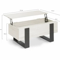IDMarket Table basse industrielle relevable bois gris* Collection Design|Collection Moderne