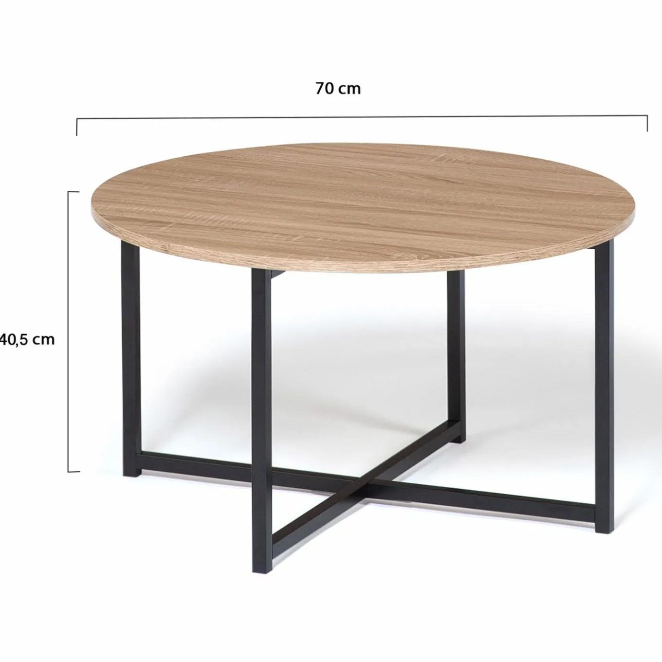IDMarket Table basse industrielle ronde bois et métal* Meubles En Bois|Collection Industrielle