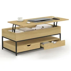 IDMarket Table basse industrielle rectangulaire plateau relevable* Tables Basses