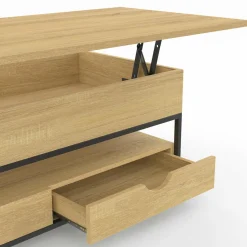 IDMarket Table basse industrielle rectangulaire plateau relevable* Tables Basses