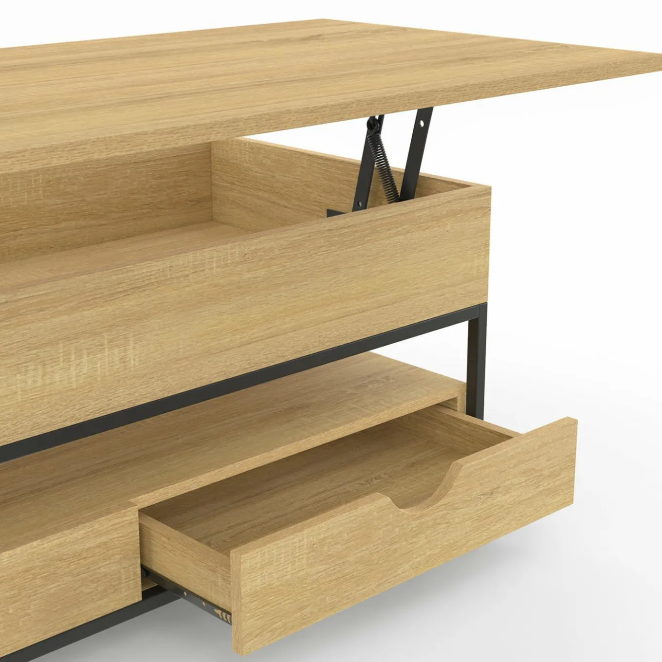 IDMarket Table basse industrielle rectangulaire plateau relevable* Tables Basses