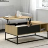 IDMarket Table basse industrielle avec rangement et plateau relevable noir* Meubles Bas|Meubles En Bois