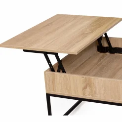 IDMarket Table basse industrielle carrée avec plateau relevable* Collection Industrielle|Salon Complet