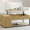 IDMarket Table basse industrielle plateau relevable avec coffre* Meubles En Bois|Collection Industrielle