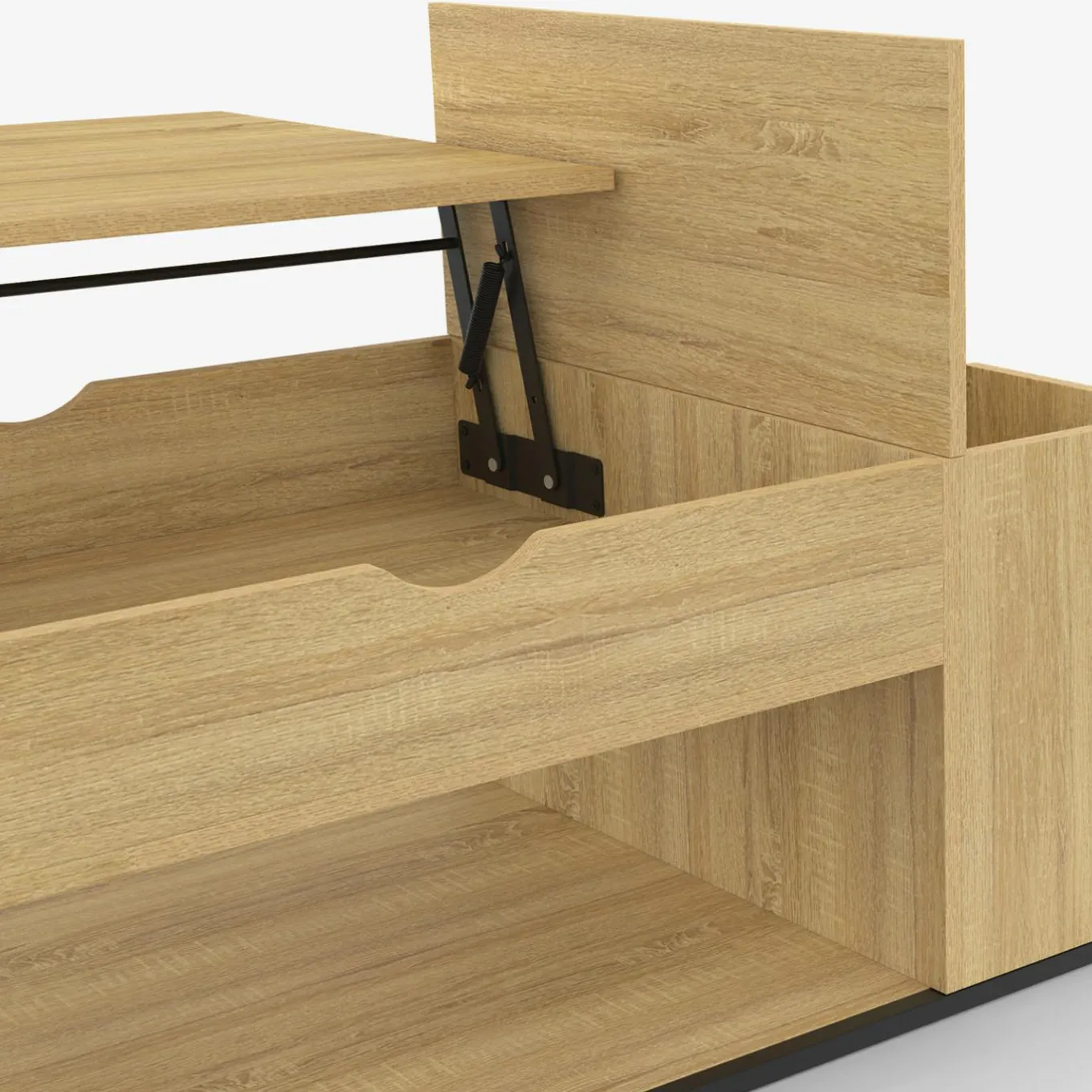 IDMarket Table basse industrielle plateau relevable avec coffre* Meubles En Bois|Collection Industrielle