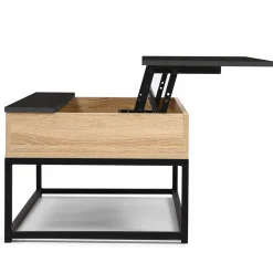 IDMarket Table basse industrielle avec plateau relevable noir* Collection Industrielle|Salon Complet