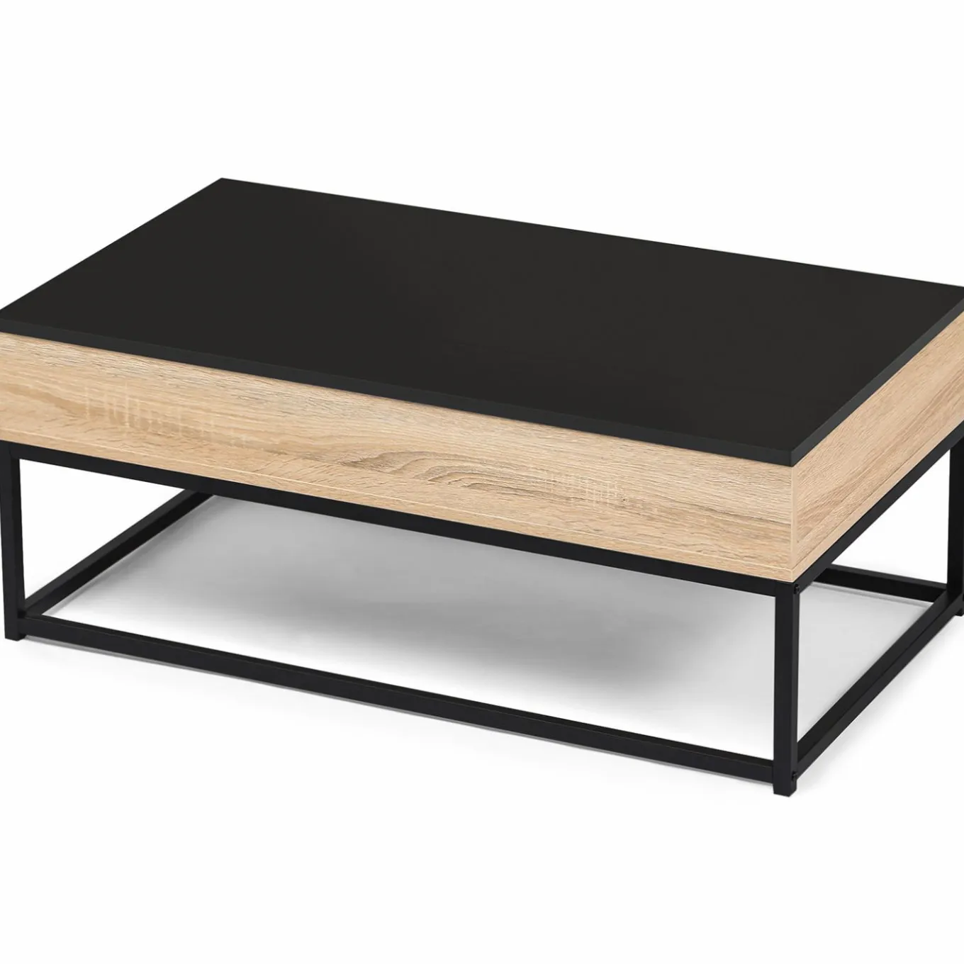 IDMarket Table basse industrielle avec plateau relevable noir* Collection Industrielle|Salon Complet