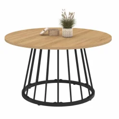 IDMarket Table basse industrielle ronde 70 cm bois et métal* Meubles Bas|Salon Complet