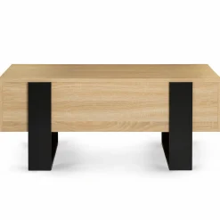 IDMarket Table basse industrielle relevable bois et noir* Meubles Bas|Meubles En Bois