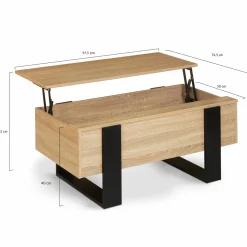 IDMarket Table basse industrielle relevable bois et noir* Meubles Bas|Meubles En Bois