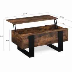 IDMarket Table basse industrielle relevable bois effet vieilli et noir* Meubles En Bois|Collection Design