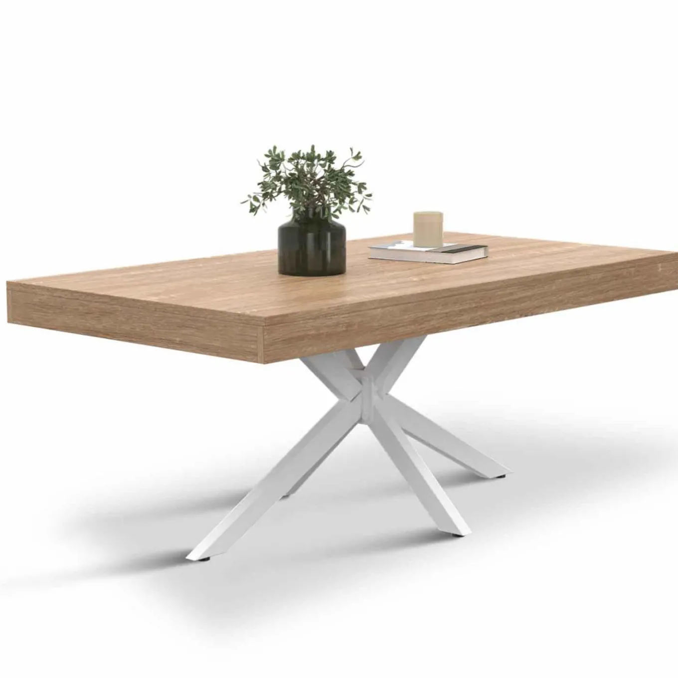 IDMarket Table basse industrielle rectangulaire bois et blanc 110 cm* Collection Vintage|Salon Complet