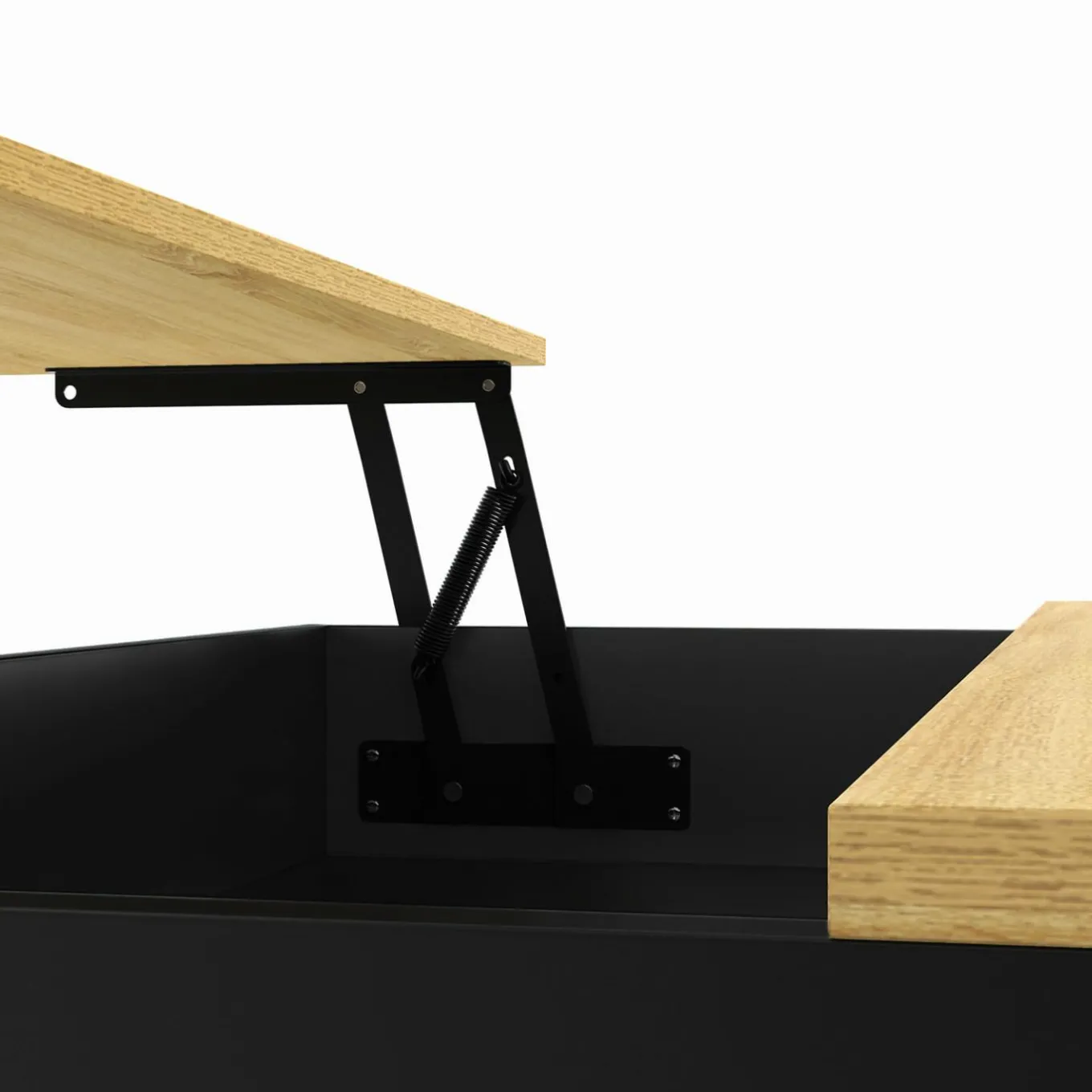 IDMarket Table basse noire style industriel avec plateau relevable en bois façon hêtre* Meubles En Bois|Collection Industrielle