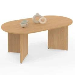 IDMarket Table basse ovale 110 cm bois effet hêtre* Meubles En Bois|Tables Basses