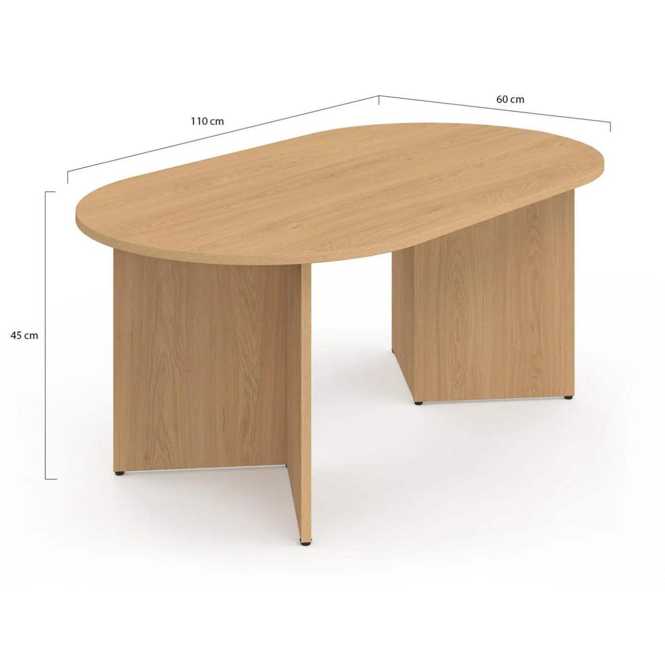 IDMarket Table basse ovale 110 cm bois effet hêtre* Meubles En Bois|Tables Basses