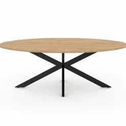 IDMarket Table basse ovale bois et métal noir avec pied araignée* Tables Basses|Salon Complet