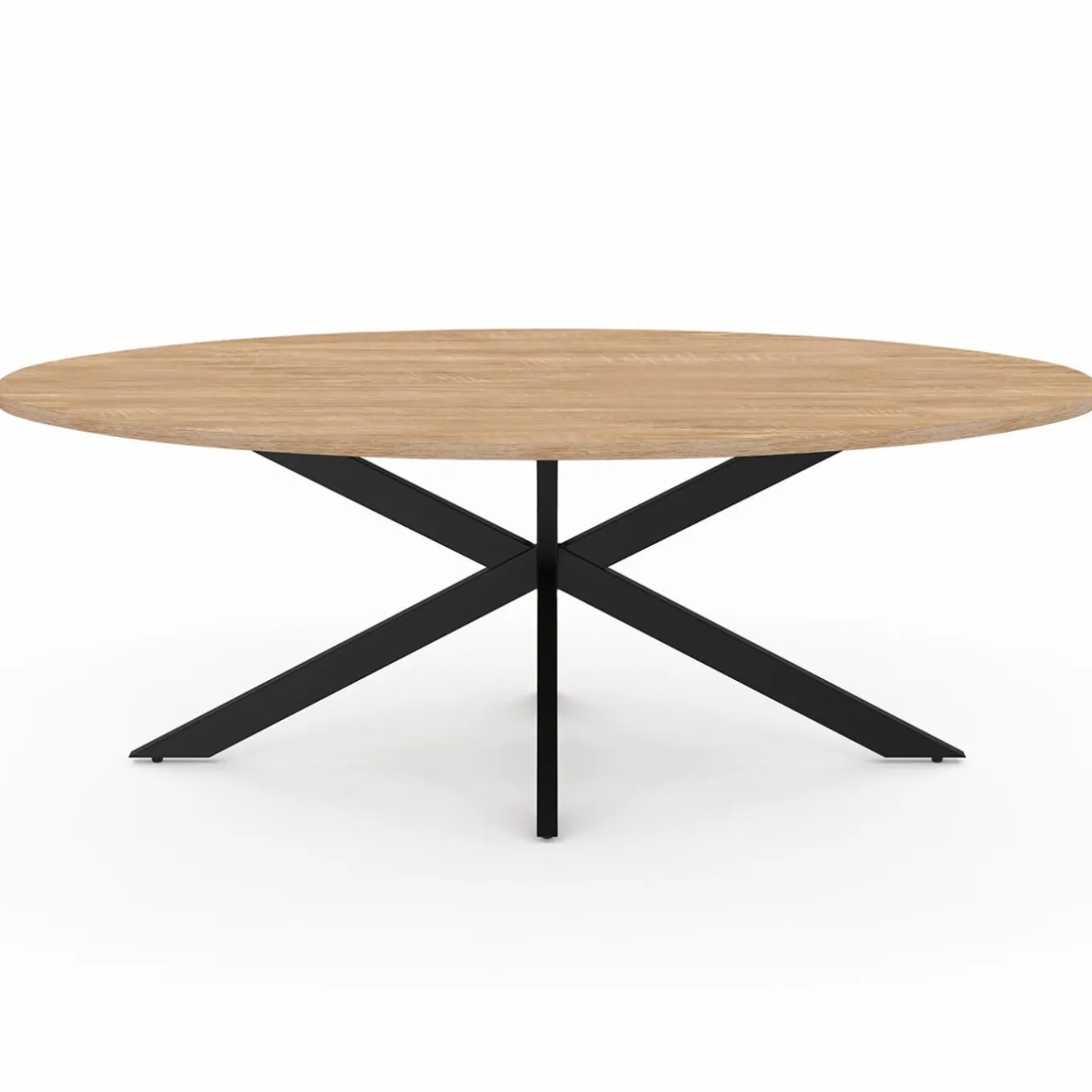 IDMarket Table basse ovale bois et métal noir avec pied araignée* Tables Basses|Salon Complet