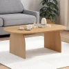 IDMarket Table basse ovale pied central bois effet hêtre 110 cm* Meubles En Bois|Tables Basses
