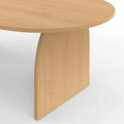 IDMarket Table basse ovale pied central bois effet hêtre 110 cm* Meubles En Bois|Tables Basses