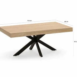 IDMarket Table basse pied araignée bois et noir* Collection Industrielle|Salon Complet