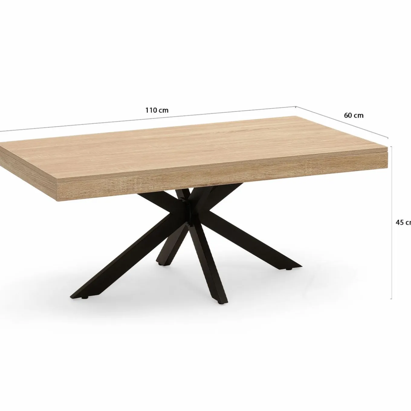 IDMarket Table basse pied araignée bois et noir* Collection Industrielle|Salon Complet