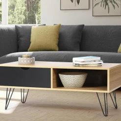 IDMarket Table basse pied épingle au look vintage* Meubles Tiroirs|Collection Vintage