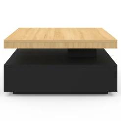 IDMarket Table basse pivotante carrée bois et noire* Tables Basses