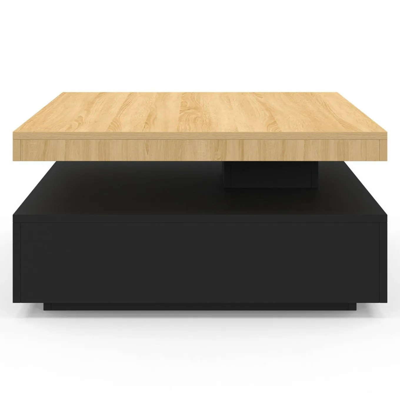 IDMarket Table basse pivotante carrée bois et noire* Tables Basses