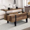 IDMarket Table basse plateau relevable bois foncé pied épingle* Meubles En Bois|Collection Vintage