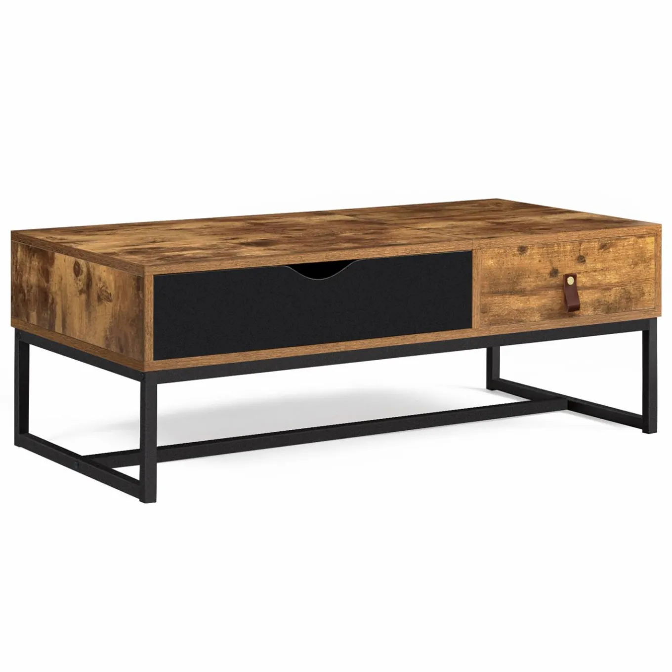 IDMarket Table basse plateau relevable style industriel 1 tiroir* Meubles Tiroirs|Meubles Bas