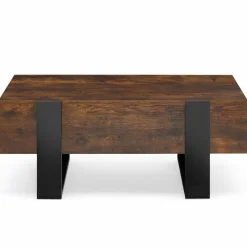 IDMarket Table basse rectangle avec tiroirs 100cm bois et noir* Salon Complet|Tables Basses