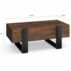 IDMarket Table basse rectangle avec tiroirs 100cm bois et noir* Salon Complet|Tables Basses