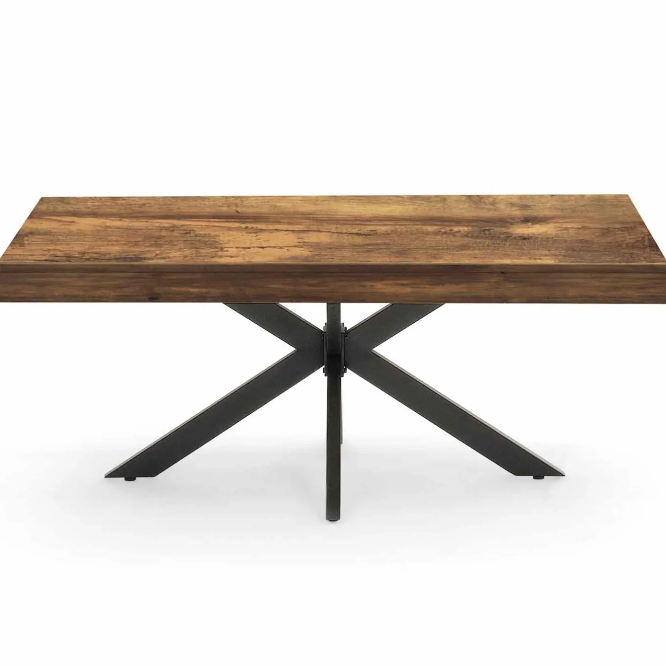 IDMarket Table basse rectangle pied araignée bois foncé et noir* Collection Vintage|Salon Complet