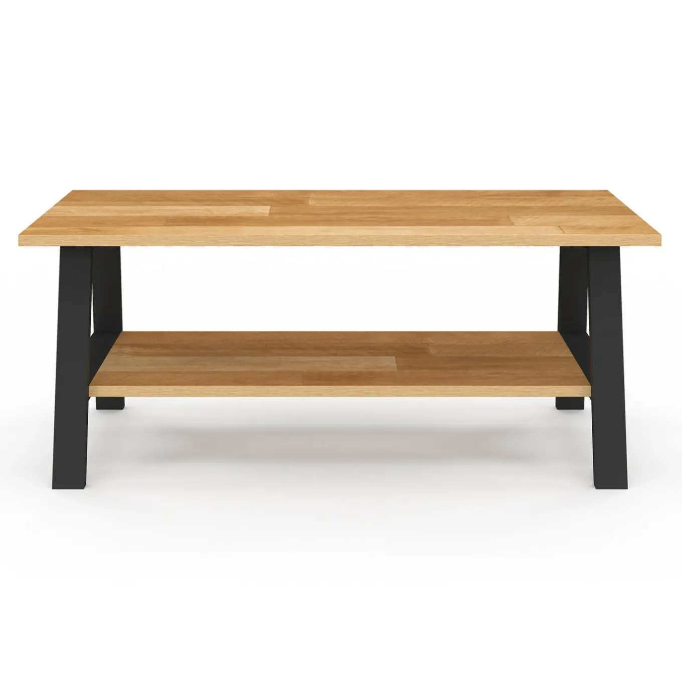 IDMarket Table basse rectangulaire 100 cm double plateau bois et noir* Tables Basses|Salon Complet