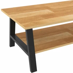 IDMarket Table basse rectangulaire 100 cm double plateau bois et noir* Tables Basses|Salon Complet