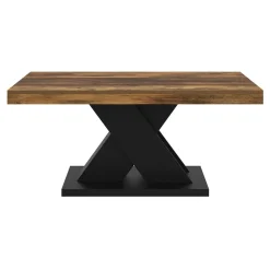 IDMarket Table basse rectangulaire 100cm plateau bois vieilli et pied X noir* Tables Basses