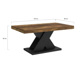 IDMarket Table basse rectangulaire 100cm plateau bois vieilli et pied X noir* Tables Basses
