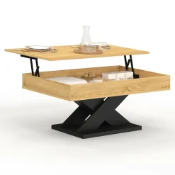 IDMarket Table basse rectangulaire plateau relevable pied noir* Collection Design|Collection Contemporaine