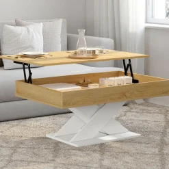 IDMarket Table basse rectangulaire plateau relevable pied blanc* Collection Design|Collection Contemporaine