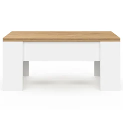 IDMarket Table basse rectangulaire double plateau relevable bois imitation hêtre* Collection Design|Collection Moderne