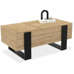 IDMarket Table basse relevable 2 plateaux bois et noir* Tables Basses|Collection Moderne