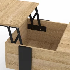 IDMarket Table basse relevable 2 plateaux bois et noir* Tables Basses|Collection Moderne