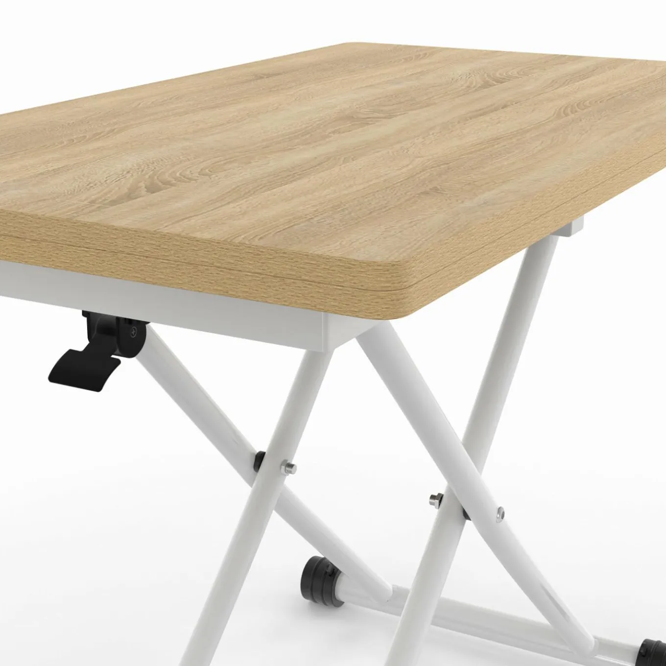 IDMarket Table basse relevable en table à manger industrielle avec plateau façon hêtre* Collection Design|Salon Complet