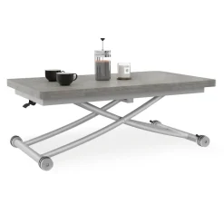 IDMarket Table basse relevable en table à manger moderne avec plateau effet béton* Collection Design|Collection Contemporaine